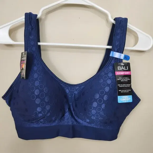 New! Bali Comfort Revolution ComfortFlex Fit Shaping Wireless Bra Navy SZ XL NWT - Picture 2 of 11